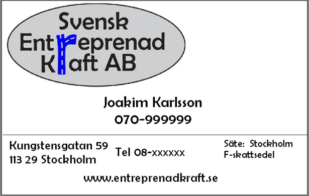 Visitkort – visitkortdesign Svenljunga